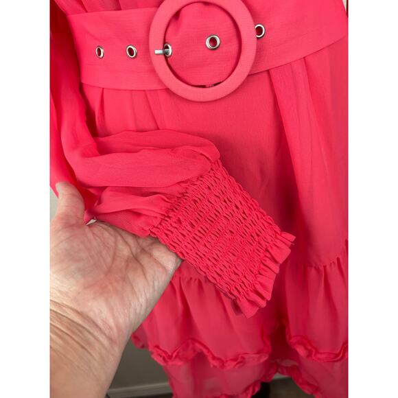 NWT BCBGeneration Pink Ruffle Off the Shoulder Dress Size 6 - Picture 6 of 11